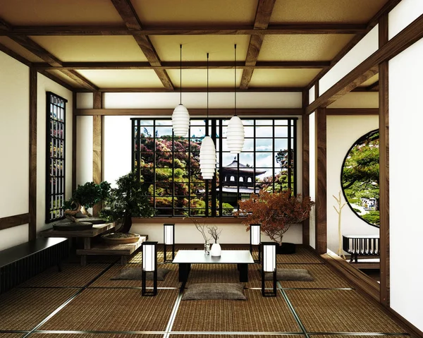 Chambre japonaise, style Kyoto zen. rendu 3D — Photo