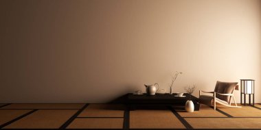 Mock up, Japon tarzı, boş oda özel olarak tasarlanmıştır. 3d