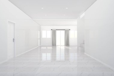 Güzel oda, Boş oda ve fayans zemin , 3d render