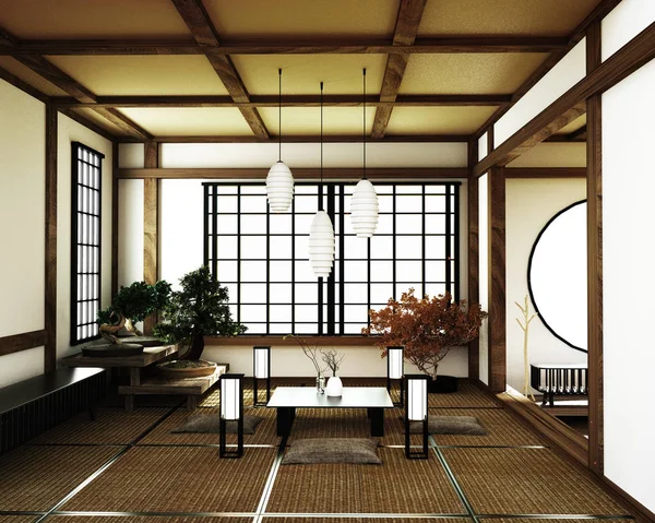 Japanese room, Kyoto zen style. 3D rendering