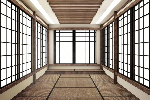 Wohnzimmereinrichtung in minimalistischem Design mit Tatami-Mattenboden — Stockfoto