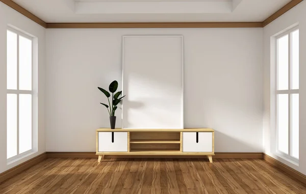 Tv cabinet in modern empty room Japanese - zen style,minimal des