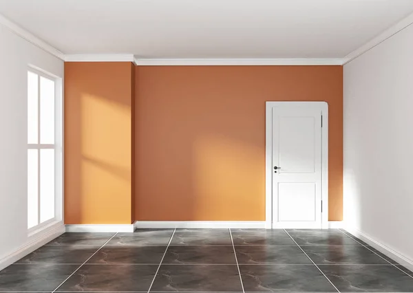 빈 주황색 방 인테리어 디자인 3D 렌더링 — 스톡 사진