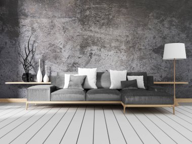 Loft Tarzı İç Tasarım. 3d Rendering