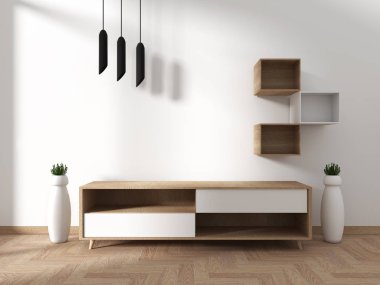 Modern boş oda Japon Tv kabini - zen tarzı, minimal des