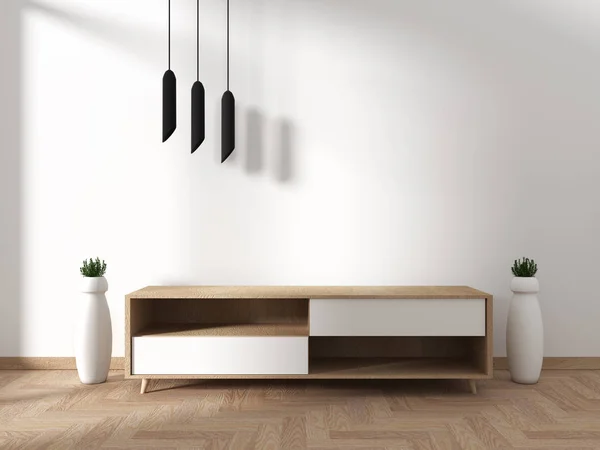Tv cabinet in modern empty room Japanese - zen style,minimal des