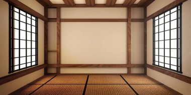 Tatami mat tasarımı ile Boş Oda japon . 3d render