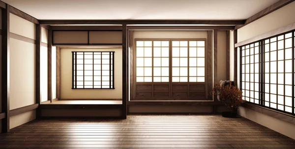 Japan interieur design, moderne woonkamer. 3D-illustratie, 3D re — Stockfoto