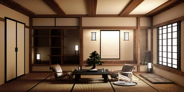 Μακέτες, Ιαπωνικό άδειο δωμάτιο τατάμι χαλάκι σχεδιάζοντας το πιο όμορφο — Φωτογραφία Αρχείου