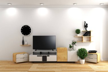 Modern beyaz boş oda iç minimal tasarımlar Smart Tv - J