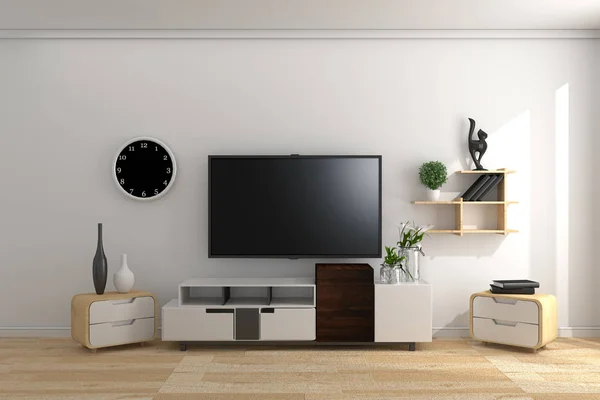 TV JAPAN - Smart Tv Mock-up on empty room, white wall in modern — Stock Photo, Image