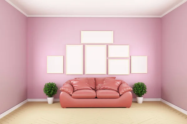분홍색 방 - 아름다운 방, 빈 방, 현대 밝은 인테리어. — 스톡 사진