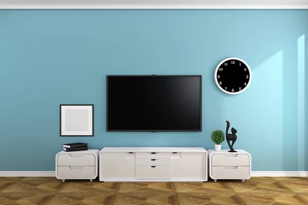 Smart TV em estilo vazio quarto design .3D rednering — Fotografia de Stock