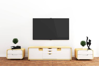 Tv modern boş odada, iç - minimal. 3d render