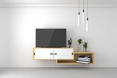 Boş odada Akıllı Tv Mock-up, modern boş inter beyaz duvar