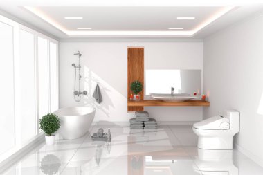 Banyo Odası İç - beyaz boş oda konsepti - modern tarzı, ba