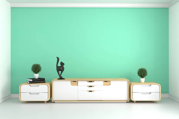 Étagère TV dans la salle de menthe moderne - chambre vide intérieur-désir minimal — Photo