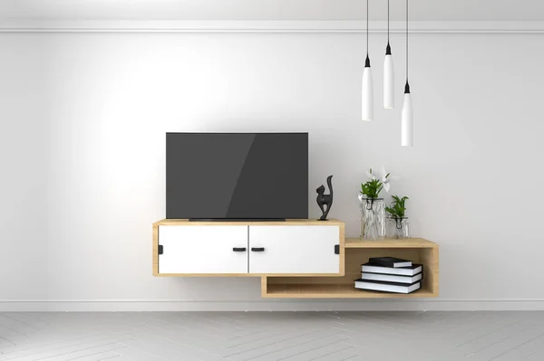 Smart Tv Mock-up en la habitación vacía, pared blanca en moderno vacío inter — Foto de Stock
