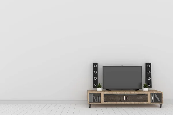 TV-mockup i modernt vitt tomt rum. 3D-rendering — Stockfoto