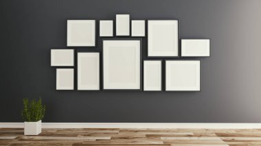 Koyu duvar arka plan poster kadar mock. 3d render