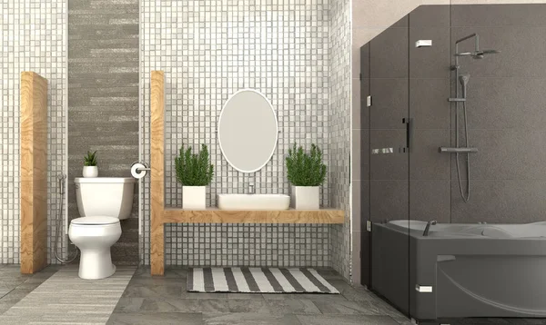 Wnętrze pokoju łazienka-nowoczesny styl. Renderowanie 3D — Zdjęcie stockowe