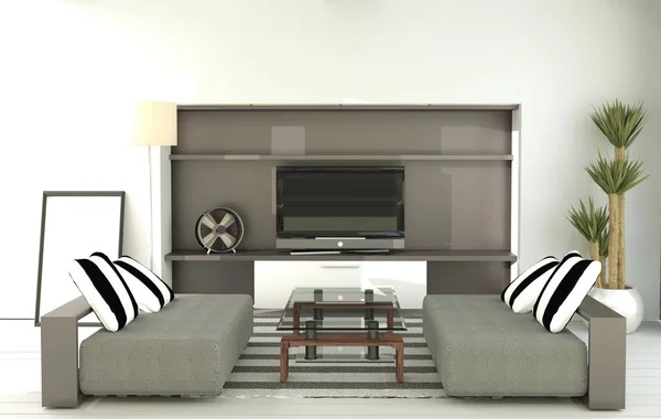 Tv - Modern room interior - Empty room. 3d rendering — Stock Photo, Image
