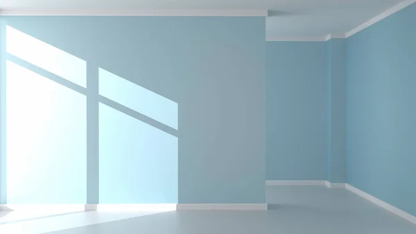 빈 방에 블루 민트 벽 배경과 나무 바닥. 3D 렌 — 스톡 사진