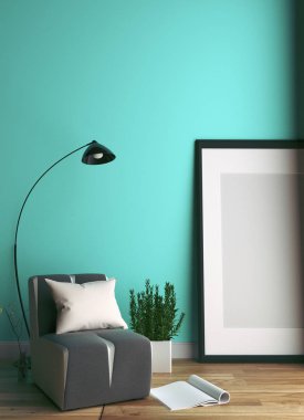 Modern Oda İskandinav Tarzı. 3d Rendering