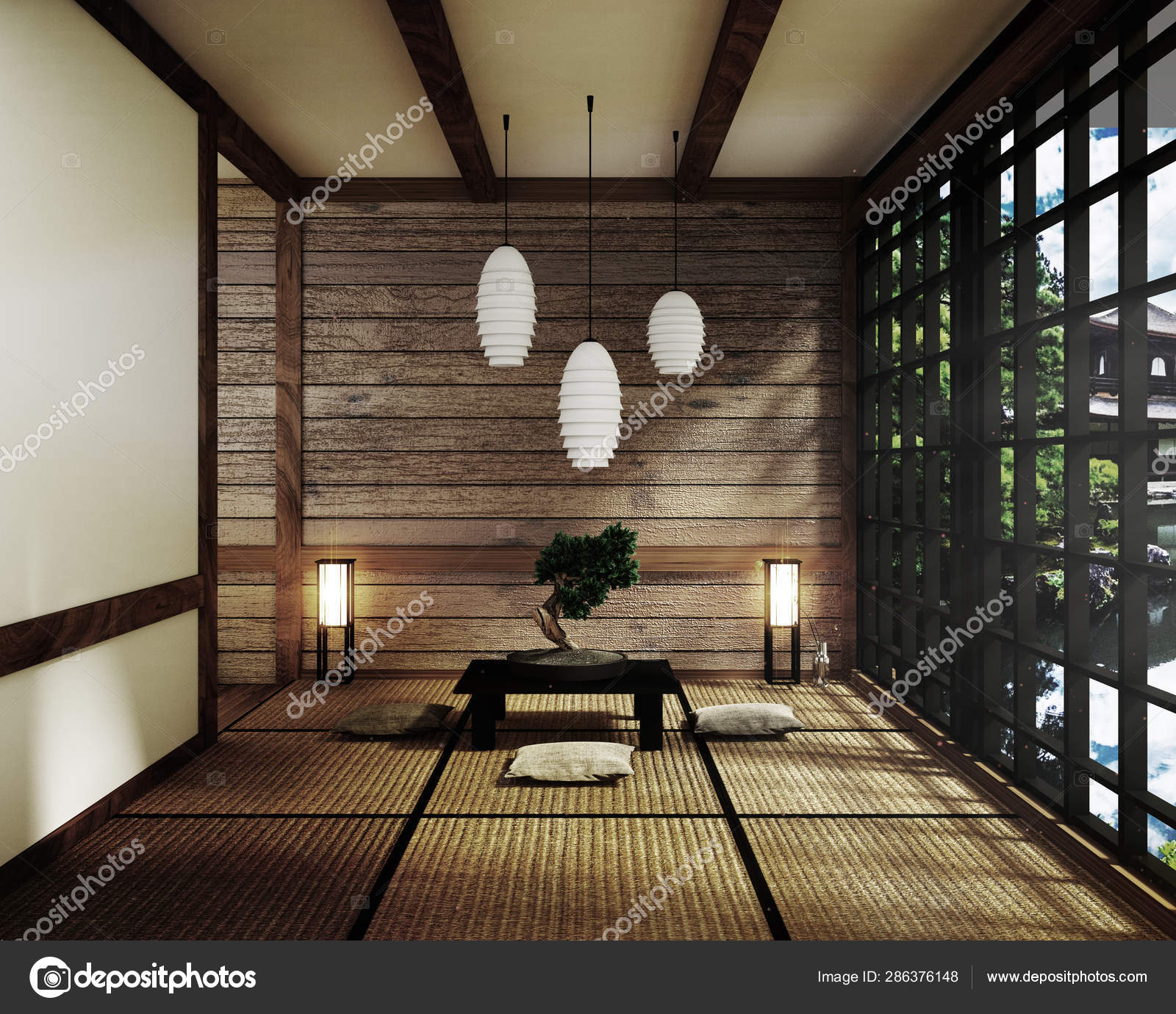 Tatami mats and paper sliding doors called Shoji room japanese z Stock  Photo by ©Minny0012011@gmail.com 286376148