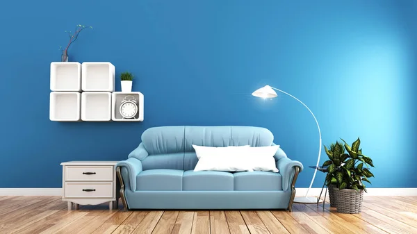 Minimale Designs, Wohnzimmereinrichtung mit Sofapflanzen und Lampe — Stockfoto