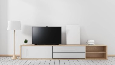 Karabina asılı boş siyah ekran ile Akıllı Tv, modern