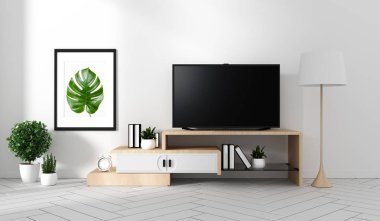 Akıllı Tv Mockup boş siyah ekran ile dolap takılan bir