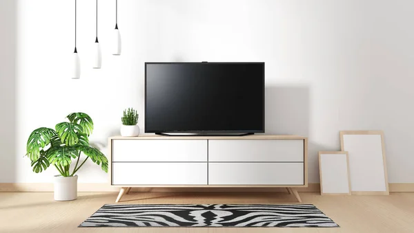 Akıllı Tv Mockup boş siyah ekran ile dolap üzerinde asılı d