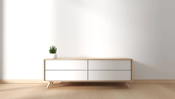 Tv cabinet in modern empty room Japanese - zen style,minimal des
