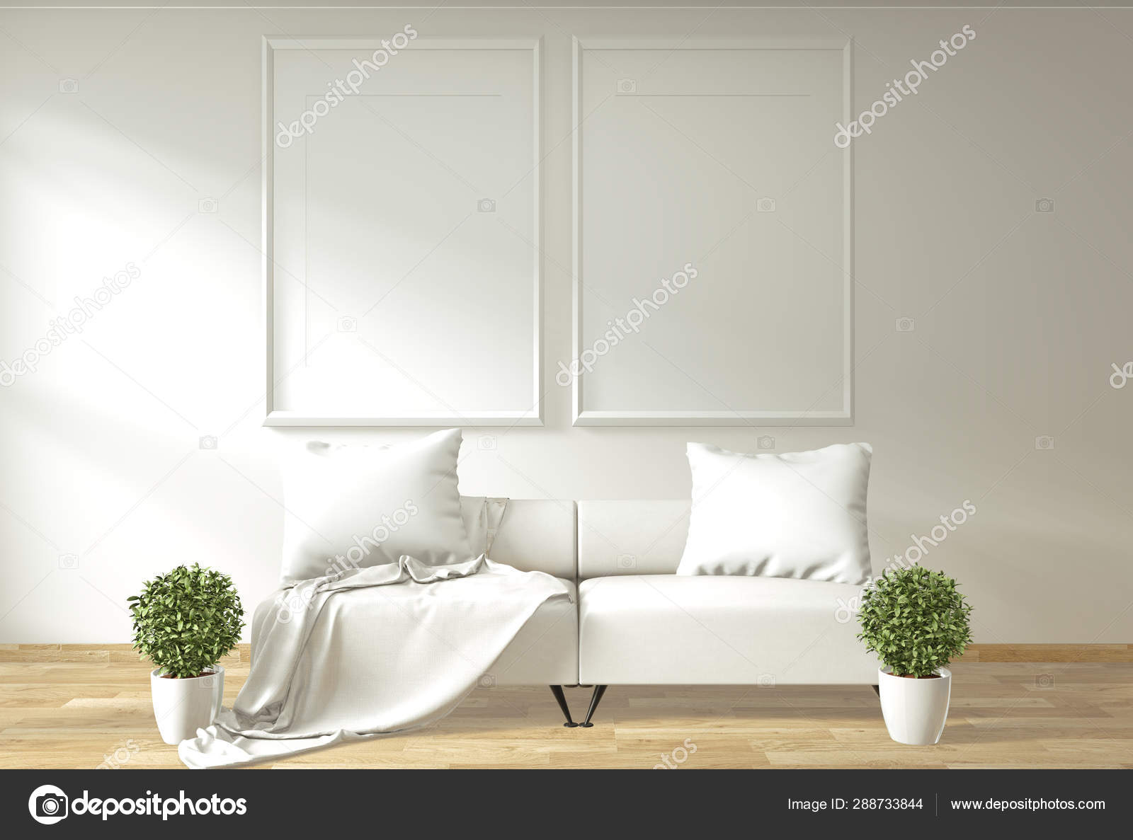 Modern Zen Living Room Interior With Sofa And Green Plants Japan Stock Photo C Minny0012011 Gmail Com 288733844