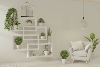 İç dekorasyonda poster koltuk ve dekorasyon bitkiler yaşam