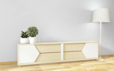 Oda minimal tasarım ve Deco ile TV dolabı ve ekran mock up