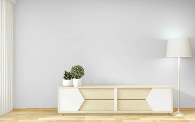 Oda minimal tasarım ve Deco ile TV dolabı ve ekran mock up