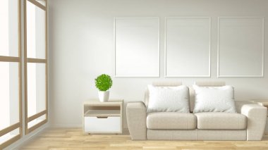 İç afiş çerçeve beyaz kanepe odası ile oturma odası mock 
