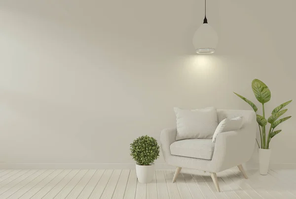 Mock up interieur met grijze fauteuil en decoratie planten in Liv — Stockfoto