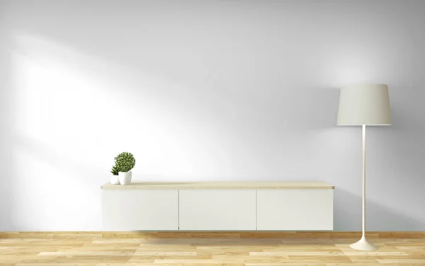 Simular el gabinete de TV y la pantalla con el diseño mínimo de la habitación y deco — Foto de Stock