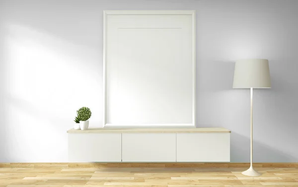 Simular el gabinete de TV y la pantalla con el diseño mínimo de la habitación y deco — Foto de Stock