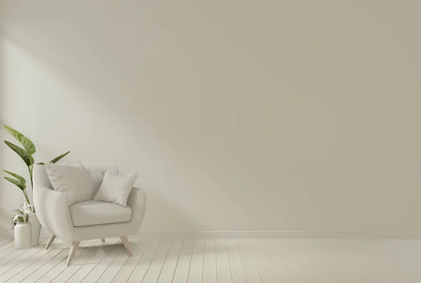 Maquette Intérieur avec fauteuil gris et plantes de décoration en liv — Photo