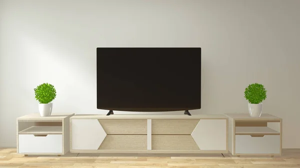Mock up armário de TV e exibição com design mínimo quarto e deco — Fotografia de Stock