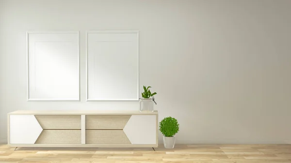 Interior poster frame mock up sala de estar com sofá branco quarto — Fotografia de Stock