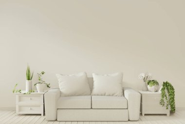 İç koltuk ve dekorasyon bitkileri ile afiş Mock kadar Livin