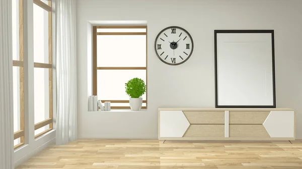 Makiety szafy TV i wyświetlacza z pomieszczenia minimalistyczny design i Deco — Zdjęcie stockowe