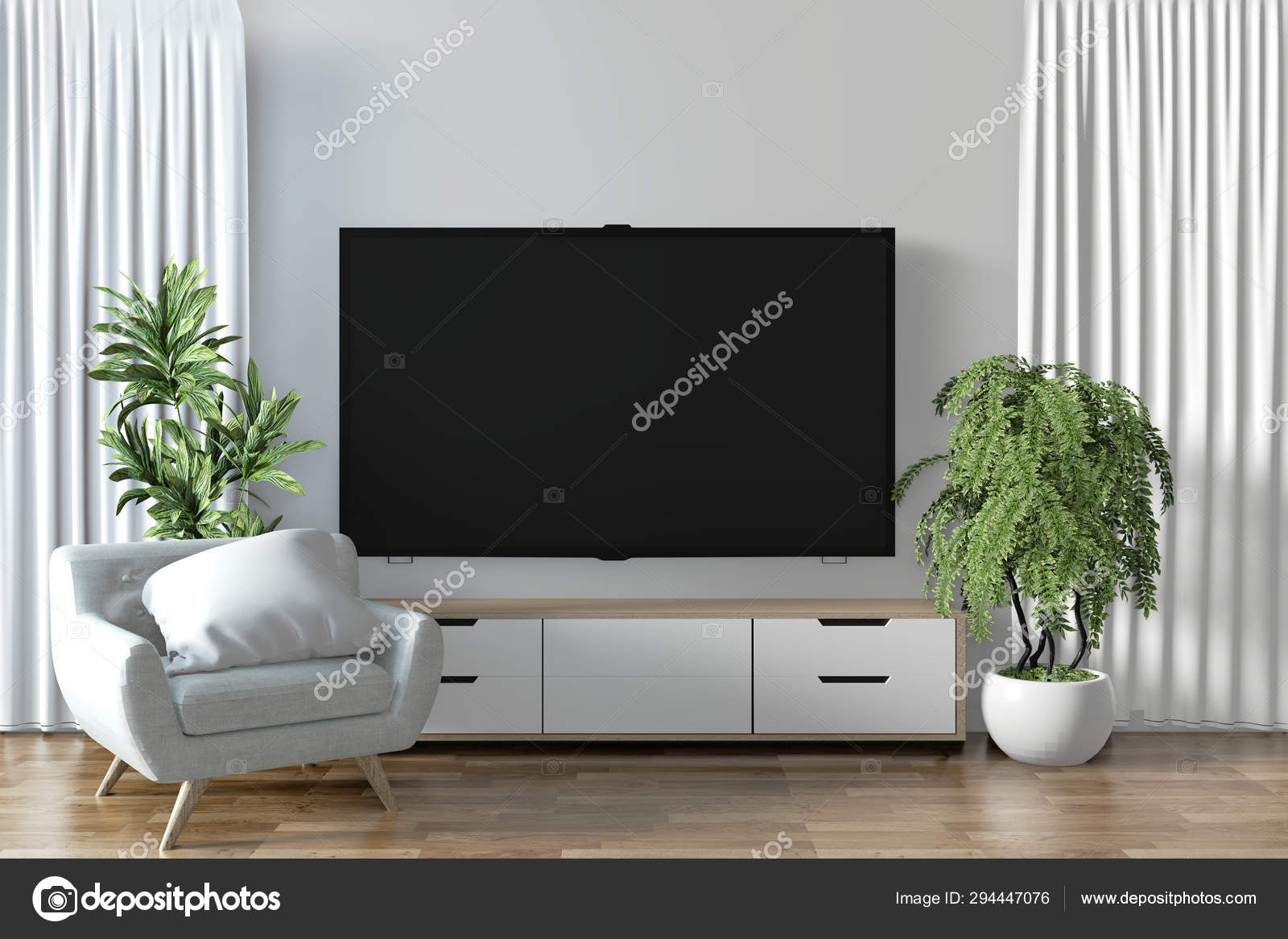 Tv Shelf In Modern Empty Room And, Shelves For Living Room Wall Under Tv