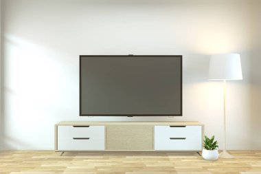 Zen modern boş oda japon minimal des Tv dolap kadar Mock up
