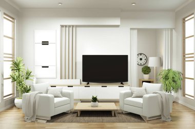 zen modern boş oda minimal tasarımlar dolap, 3d render